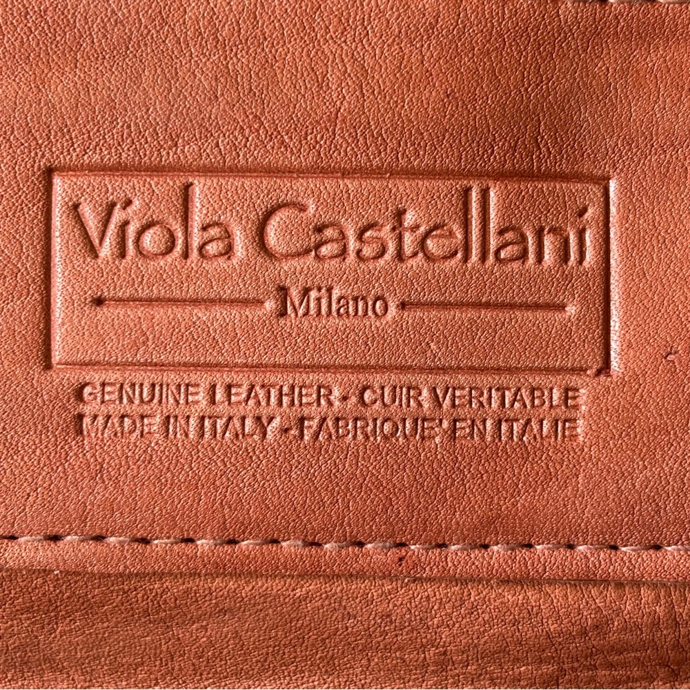 Viola Castellani Women's Vintage Italian Leather Studded Trifold Clutch Wallet - Picture 5 of 15